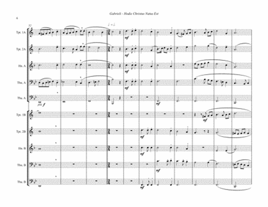Hodie Christus Natus Est for 10-piece brass ensemble