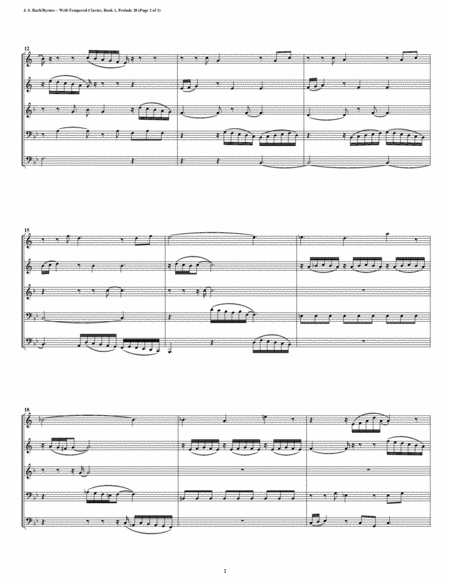 Prelude 20 from Well-Tempered Clavier, Book 1 (Brass Quintet) image number null