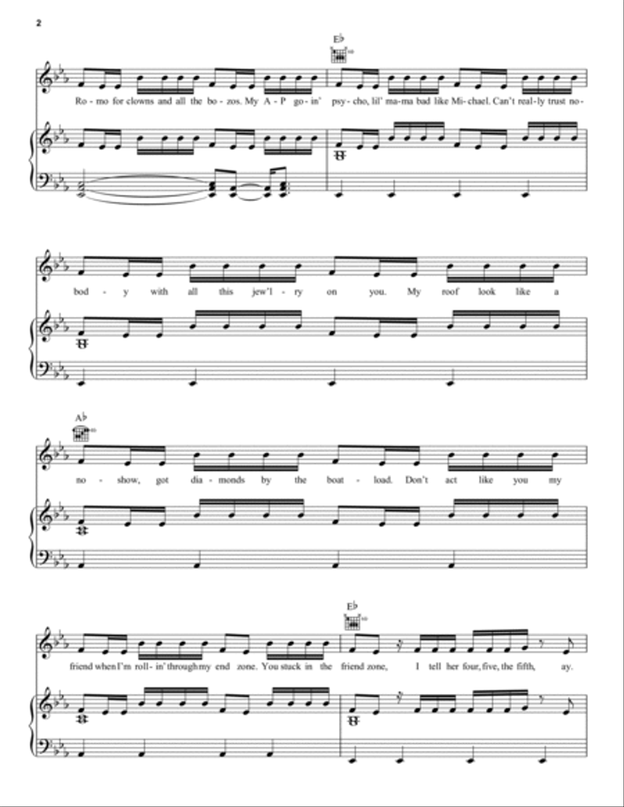 Psycho (featuring Ty Dolla $ign) Piano, Vocal, Guitar scores gallery preview page 2