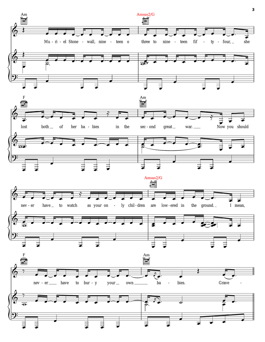 Gravedigger Piano, Vocal, Guitar scores gallery preview page 3
