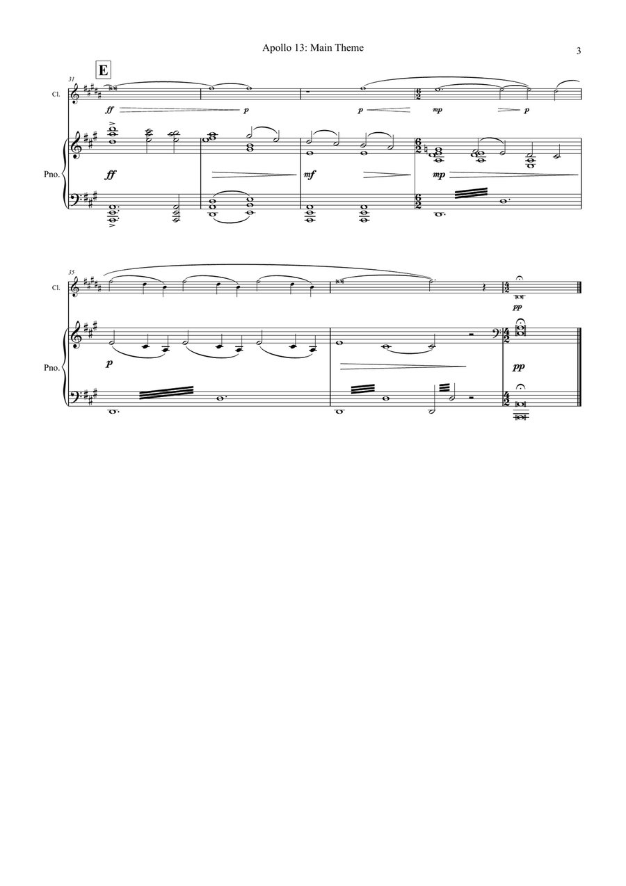Main Title - Apollo 13 B-Flat Clarinet scores gallery preview page 5