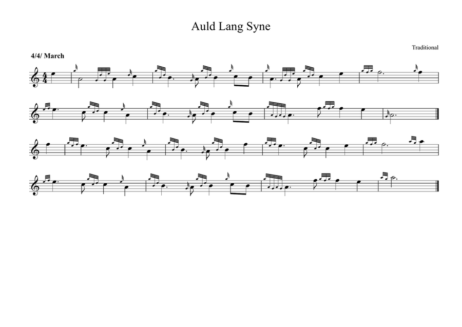 Auld Lang Syne - For Bagpipes Small Ensemble scores gallery preview page 1