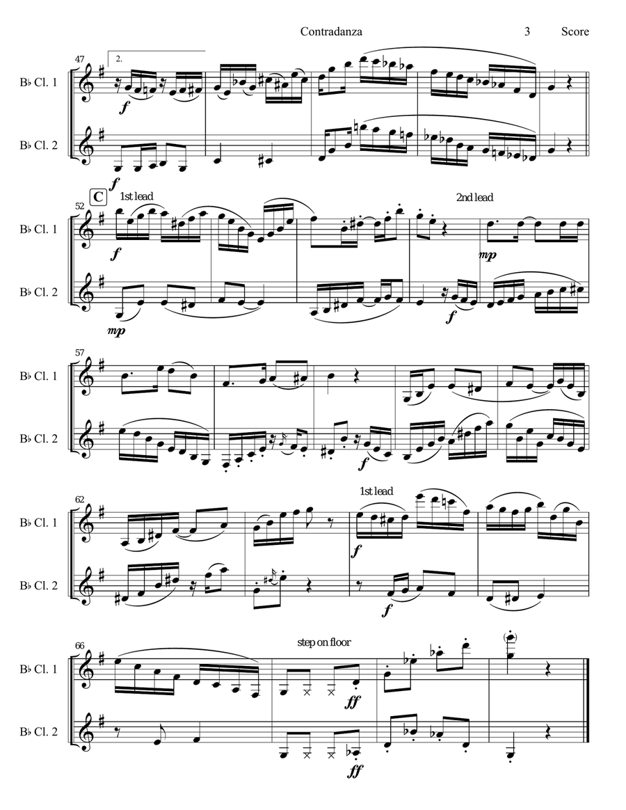 Contradanza Contradanza Clarinet Duet scores gallery preview page 4