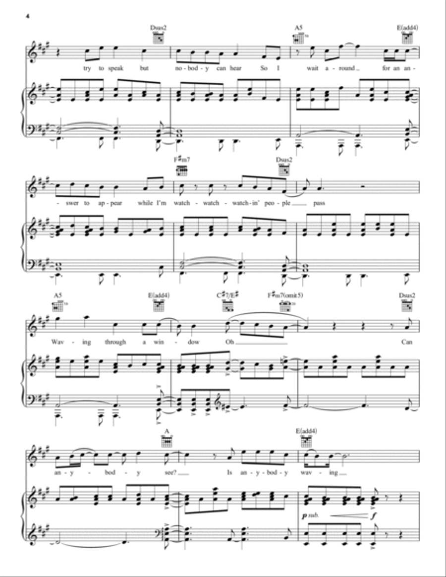 Waving Through A Window (from Dear Evan Hansen) Piano, Vocal, Guitar scores gallery preview page 4