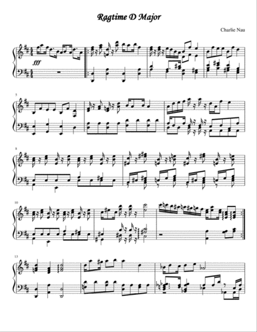 Ragtime in D Major Small Ensemble scores gallery preview page 1