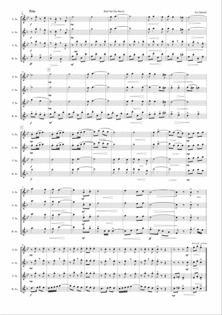 Roll Out The Barrel Woodwind Quartet scores gallery preview page 2