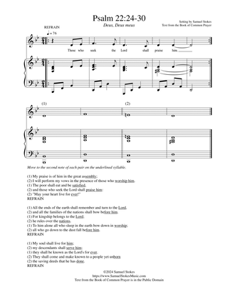 Psalm 22:24-30 BCP - for cantor with accompaniment and refrain