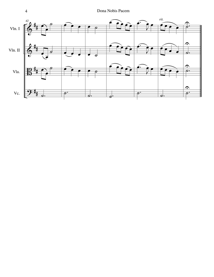 Dona Nobis Pacem (Give Us Peace) - for string quartet String Quartet scores gallery preview page 4