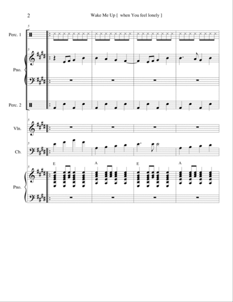 Wake Me Up [ when you feel lonely ] School and Community scores gallery preview page 2