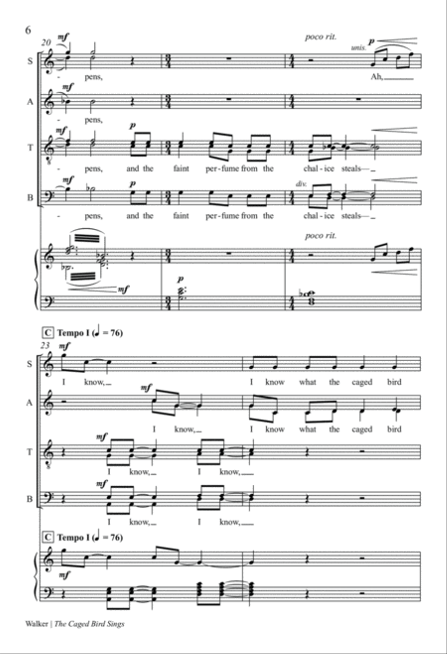 The Caged Bird Sings 4-Part scores gallery preview page 6