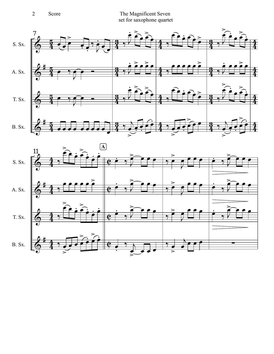The Magnificent Seven Saxophone Quartet scores gallery preview page 3