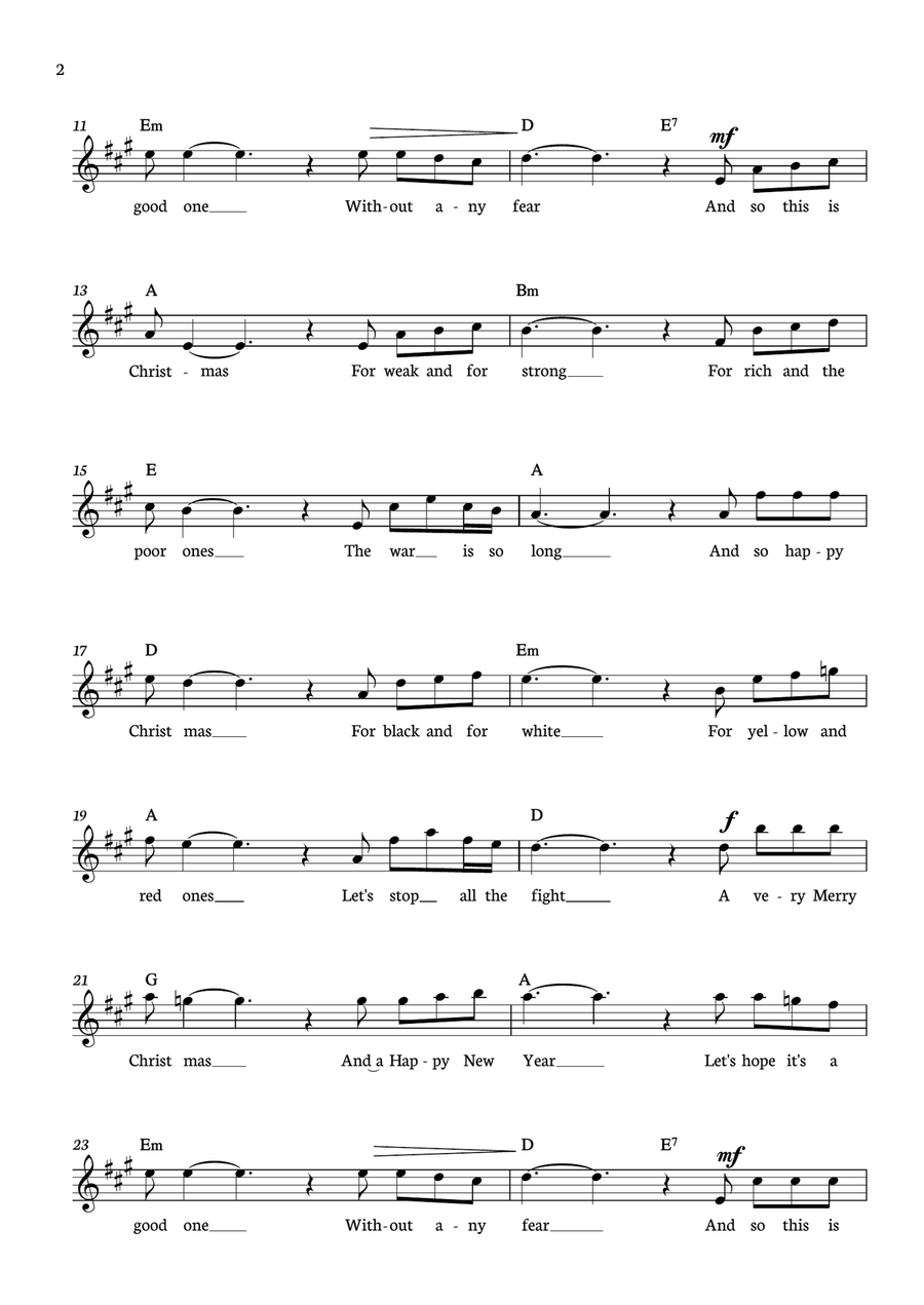 Happy Xmas (war Is Over) Acoustic Guitar scores gallery preview page 2