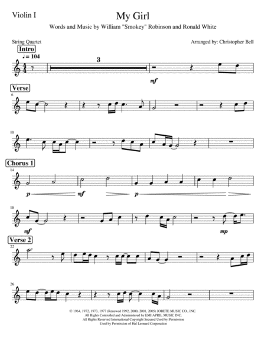 My Girl String Quartet scores gallery preview page 4