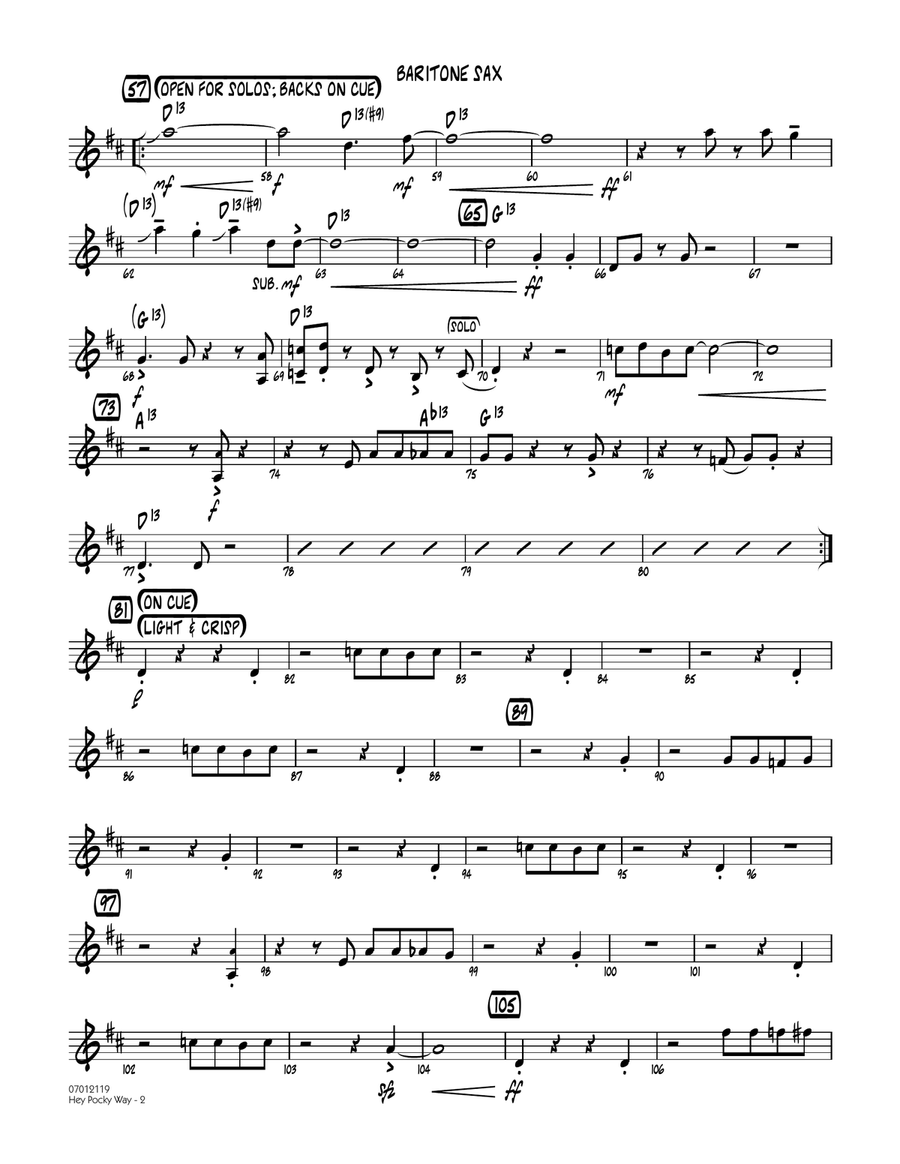 Hey Pocky Way - Baritone Sax Jazz Ensemble scores gallery preview page 2
