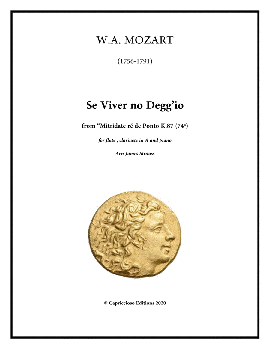 Mitridate, rè di Ponto, K. 87 - Se viver non degg'io (Arr. James Strauss) Flute Duet scores gallery preview page 1