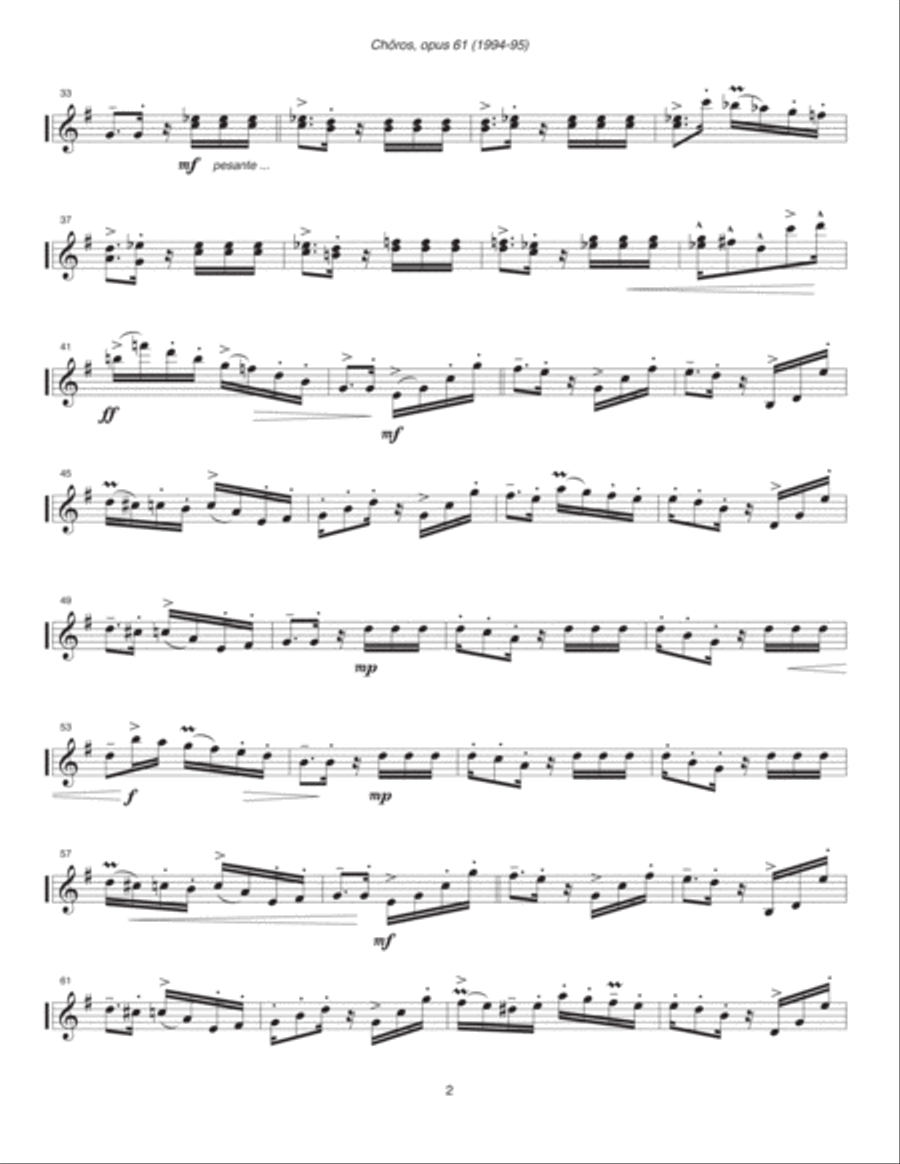 Chôros, opus 61 (1994-95) for solo violin Violin Solo scores gallery preview page 4