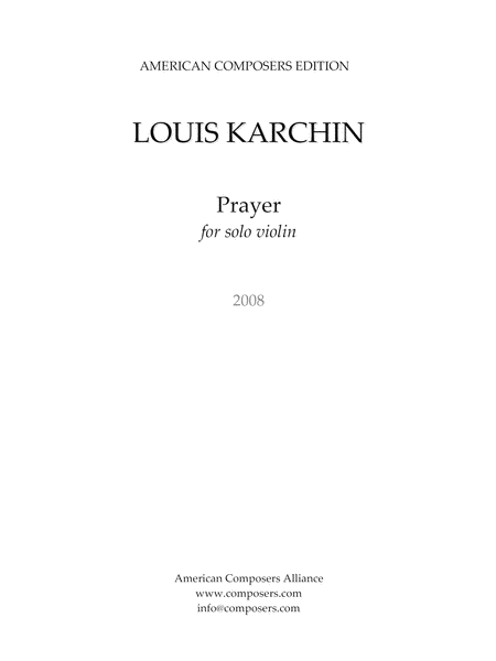 [Karchin] Prayer