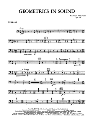 Book cover for Geometrics in Sound, Op. 29: Timpani