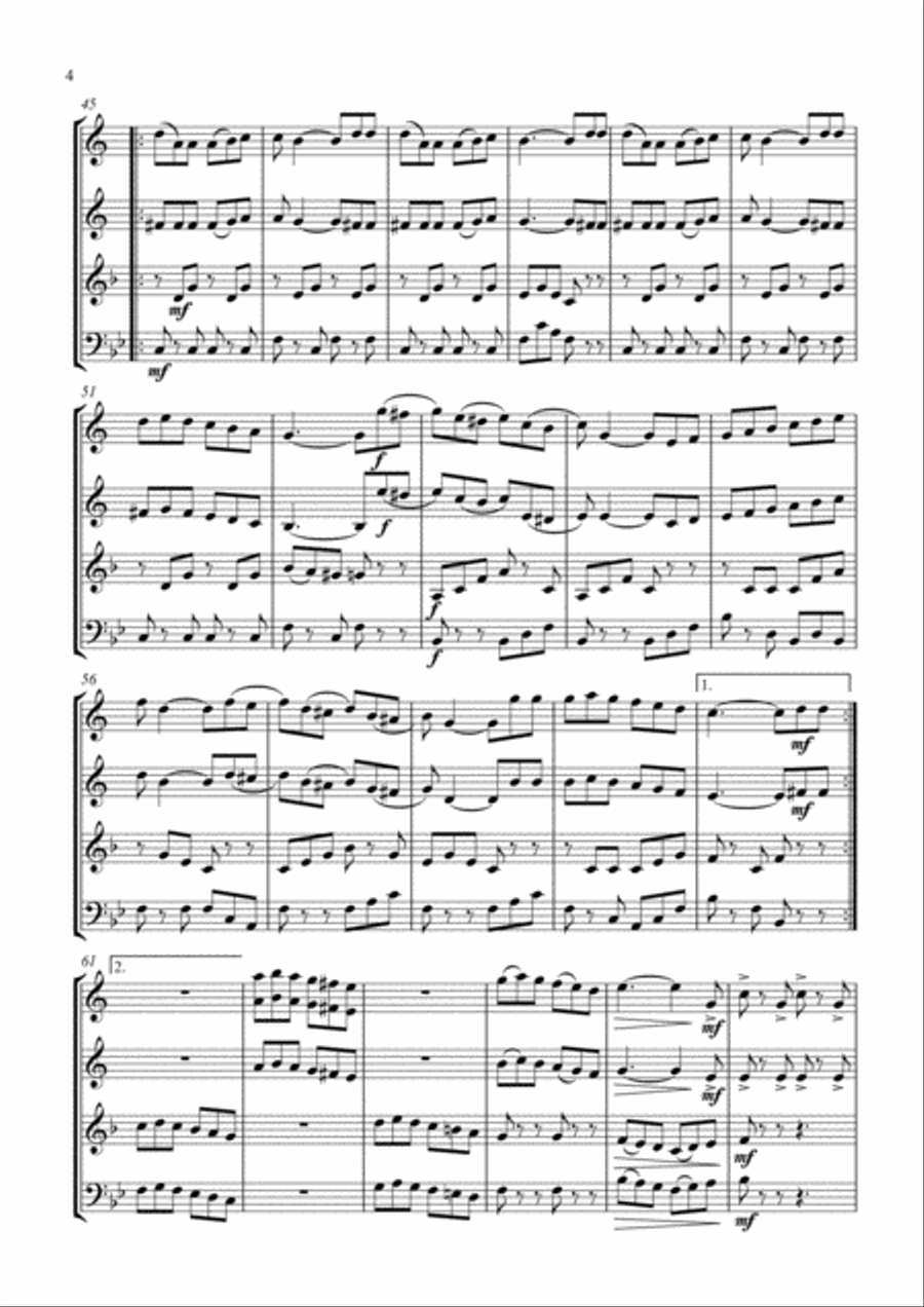 Mexican Hat Dance. For Flexible Brass Quartet- Score and parts Brass Quartet scores gallery preview page 4