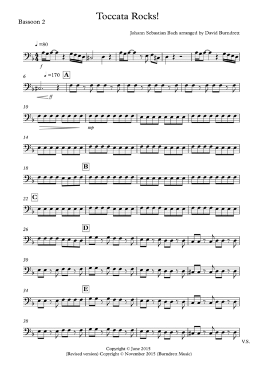 Toccata by Bach Rocks! for Bassoon Quartet Bassoon Quartet scores gallery preview page 5