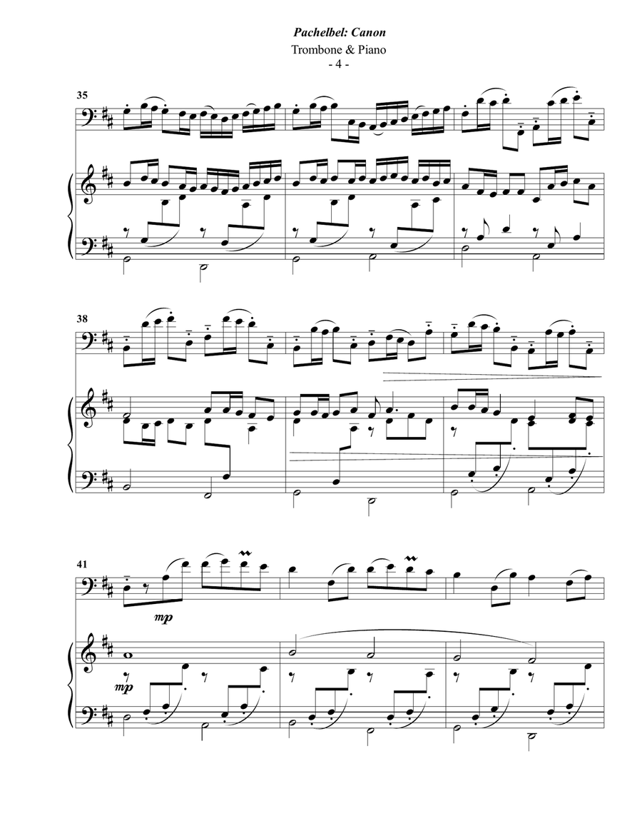 Pachelbel: Canon for Trombone & Piano Piano scores gallery preview page 4