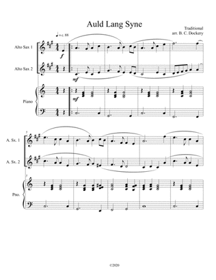 Auld Lang Syne (alto sax duet) with optional piano accompaniment