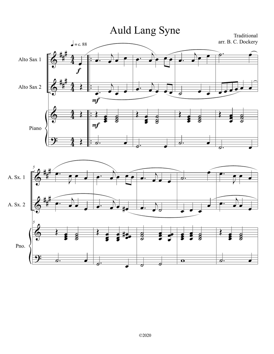 Auld lang discount syne alto sax