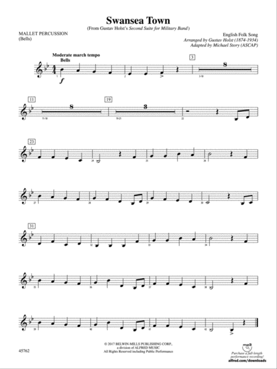 Swansea Town: Mallets Concert Band scores gallery preview page 1
