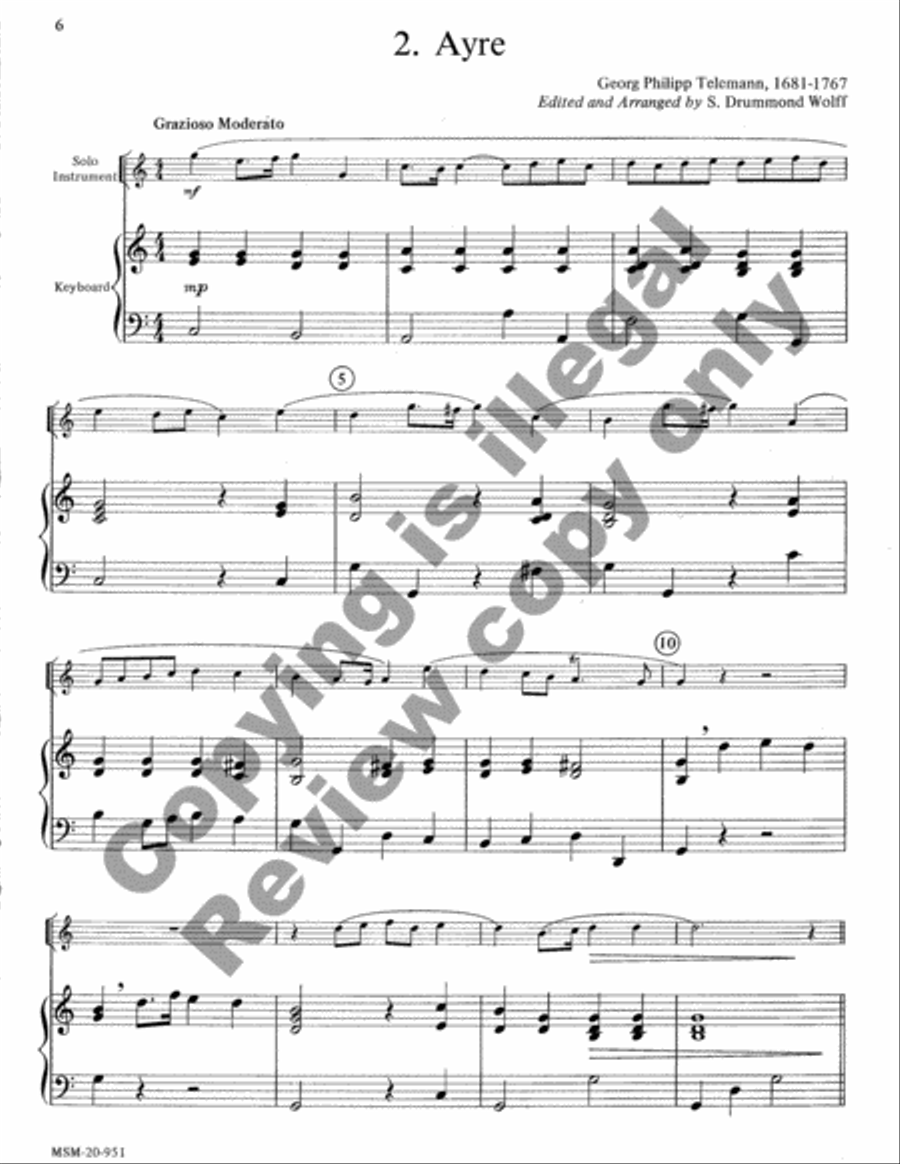 Baroque Music for Solo Instrument & Keyboard, Set, II Easy Piano scores gallery preview page 5