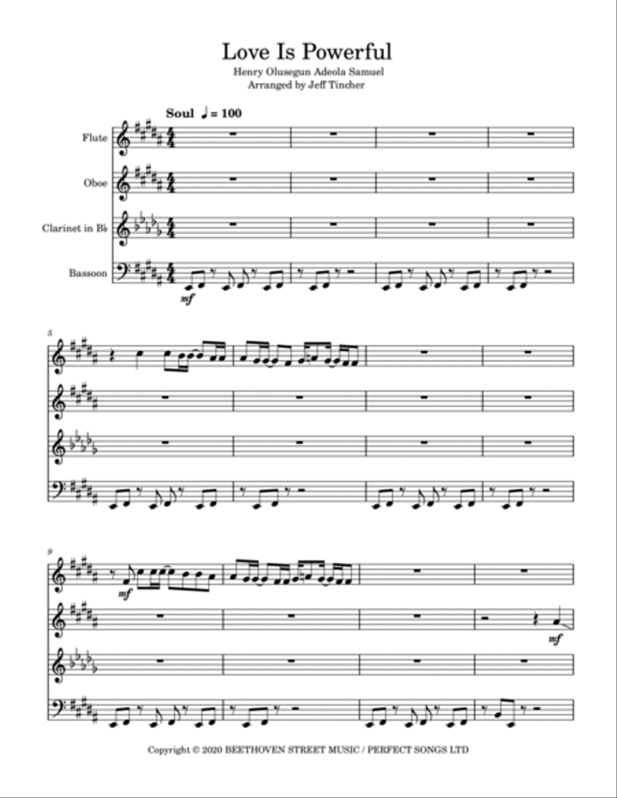 Love Is Powerful Woodwind Quartet scores gallery preview page 2