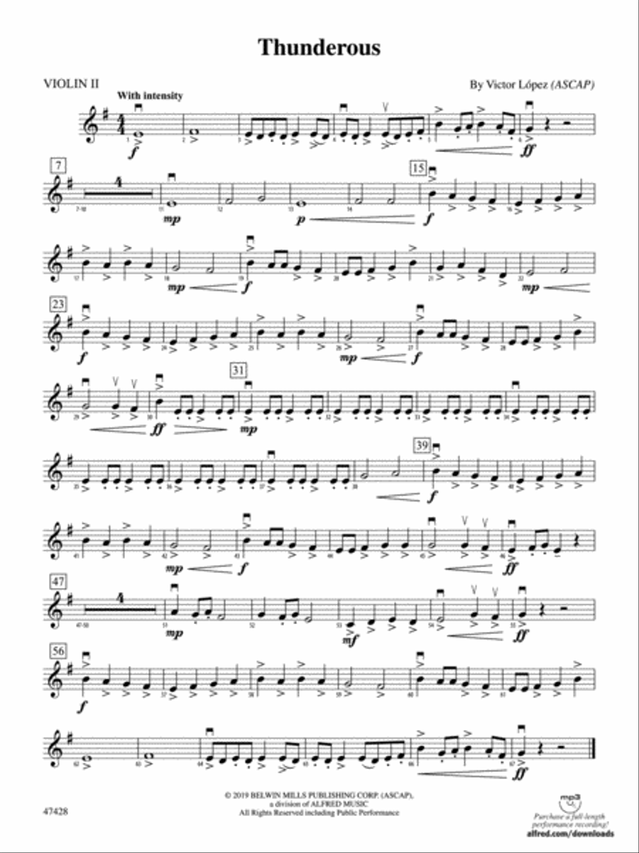 Thunderous: 2nd Violin String Orchestra scores gallery preview page 1