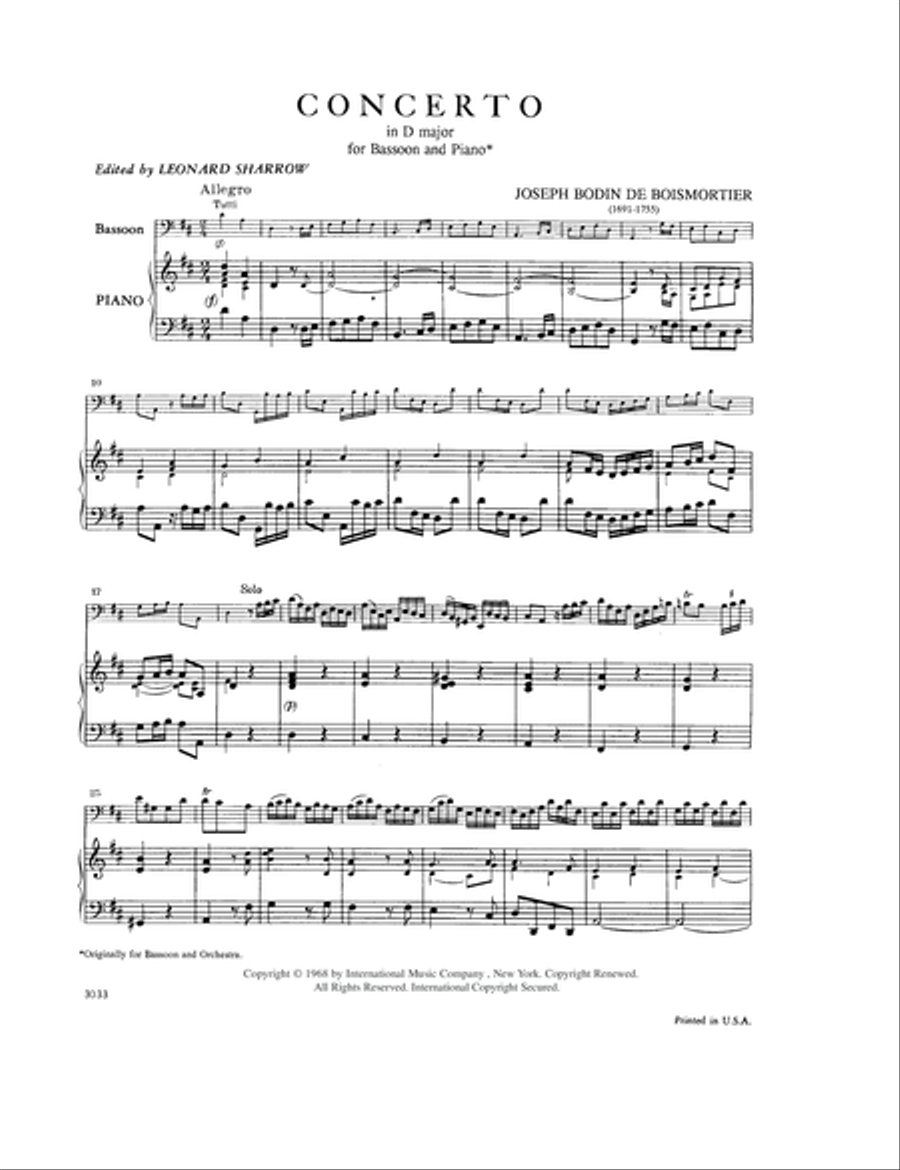 Concerto In D Major Bassoon Solo scores gallery preview page 2