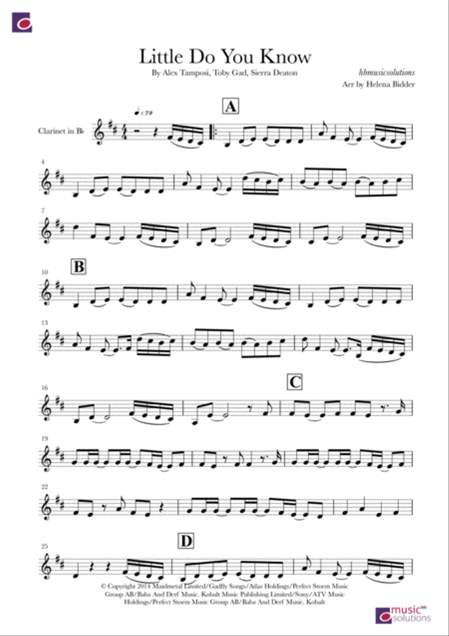 Little Do You Know Clarinet Solo scores gallery preview page 2