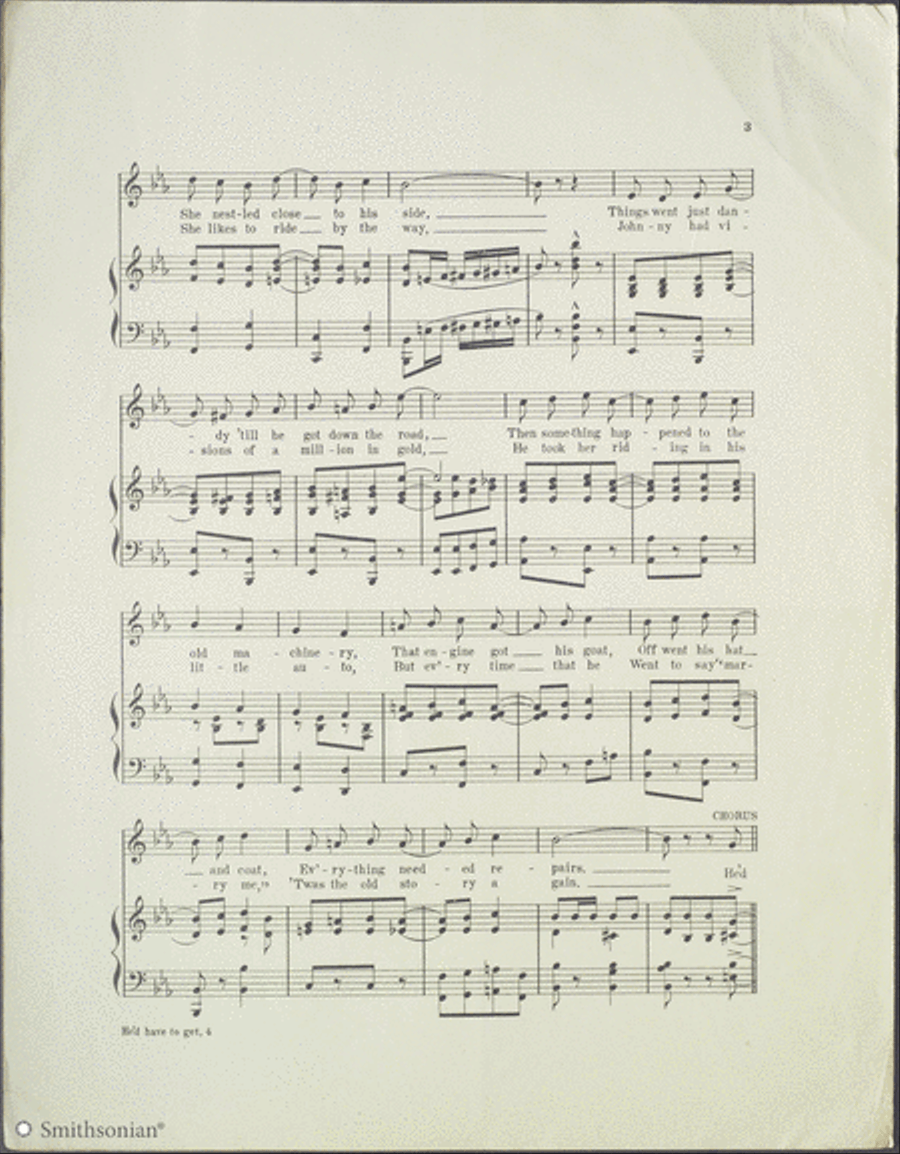 He'd Have to Get Under- Get Out and Get Under (To Fix up His Automobile) Piano, Vocal scores gallery preview page 3