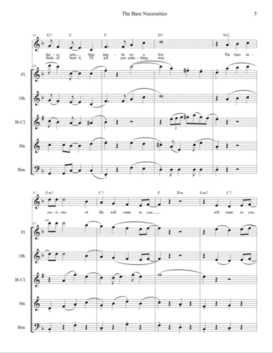 The Bare Necessities from THE JUNGLE BOOK Woodwind Quintet scores gallery preview page 5