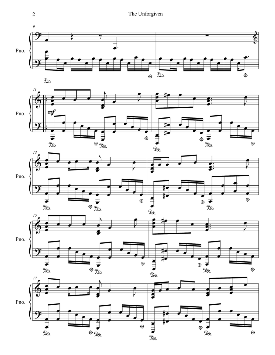 The Unforgiven Piano Solo scores gallery preview page 3