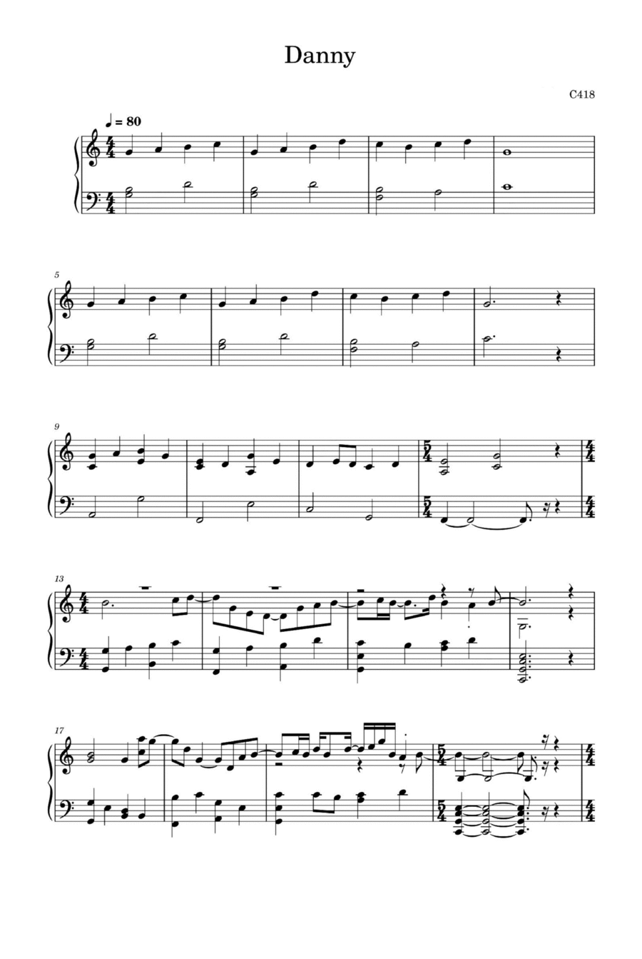 Danny Piano Solo scores gallery preview page 1