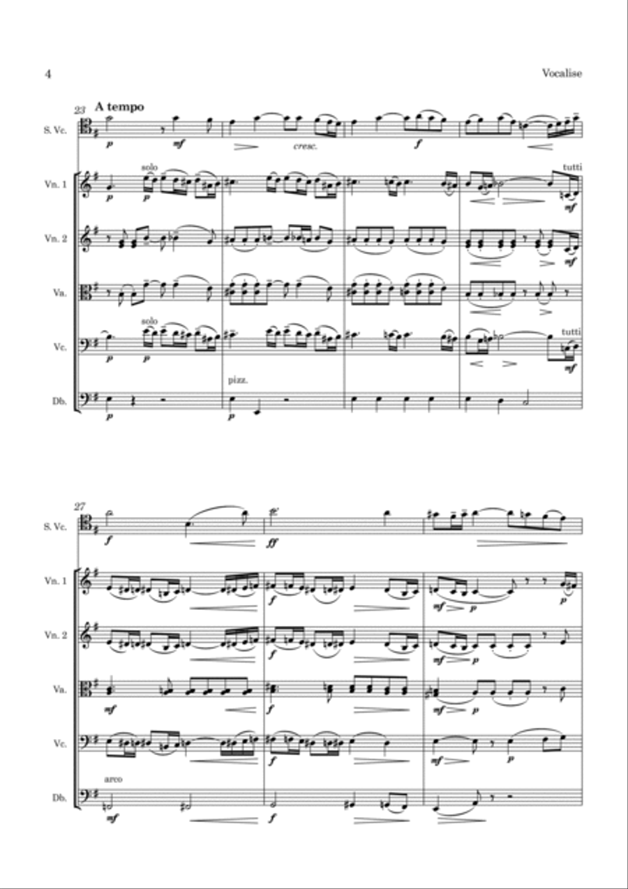 Sergei Rachmaninoff Vocalise Op. 35 No. 14 for Cello and String Orchestra String Orchestra scores gallery preview page 5