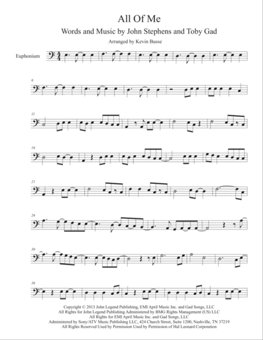 All Of Me Euphonium scores gallery preview page 1