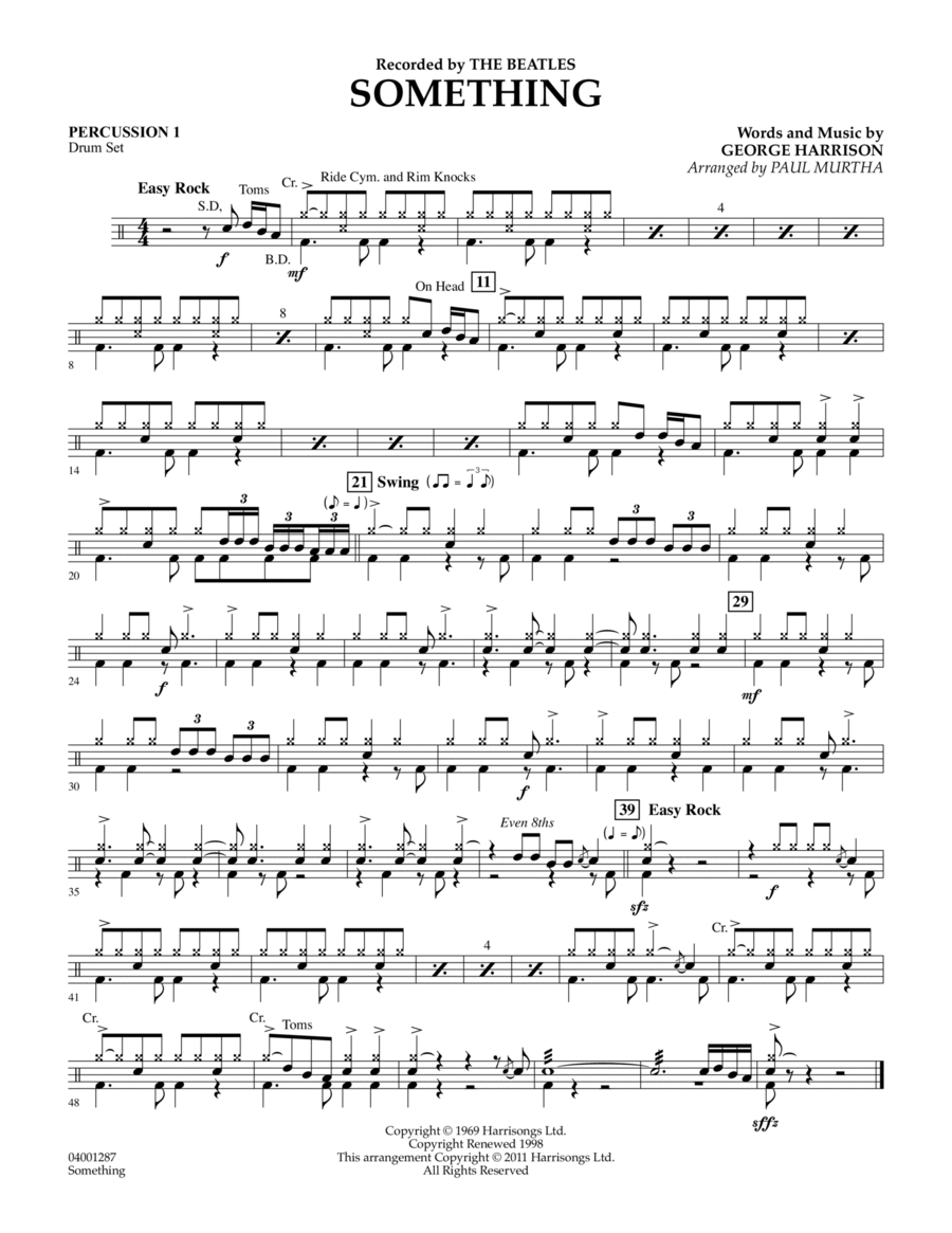 Something - Percussion 1 Concert Band scores gallery preview page 1