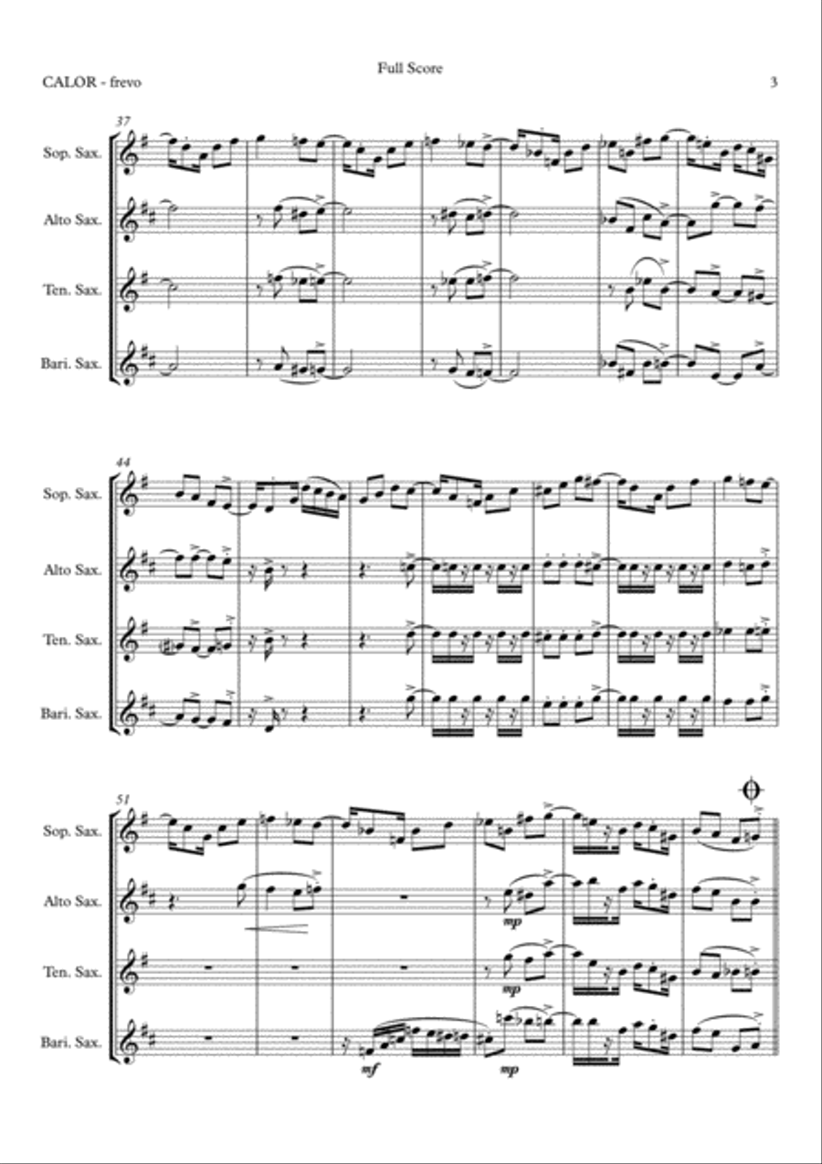 Calor (Frevo) by Dino Barioni Woodwind Quartet scores gallery preview page 3