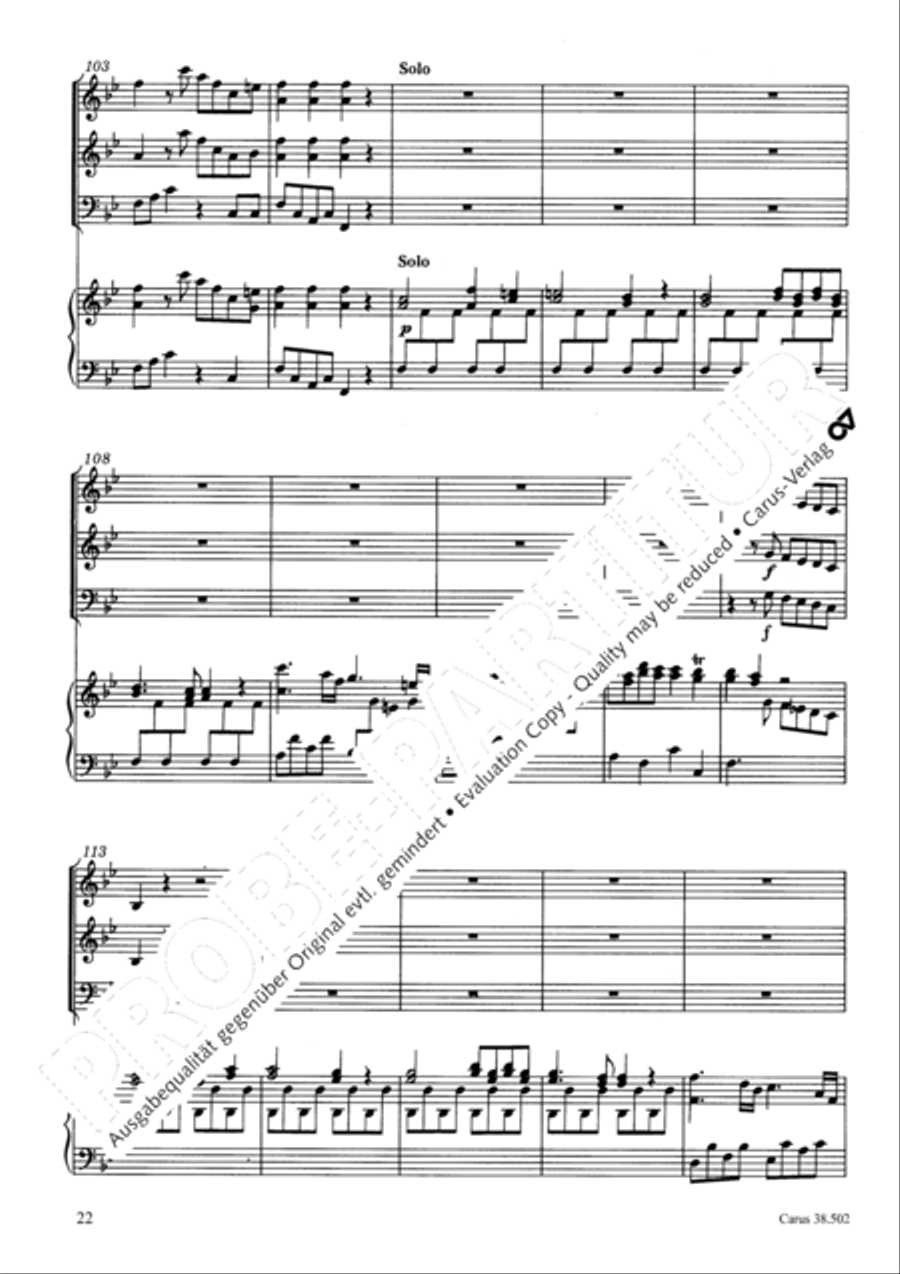 Organ Concerto in B flat major (Orgelkonzert in B) Violin scores gallery preview page 25