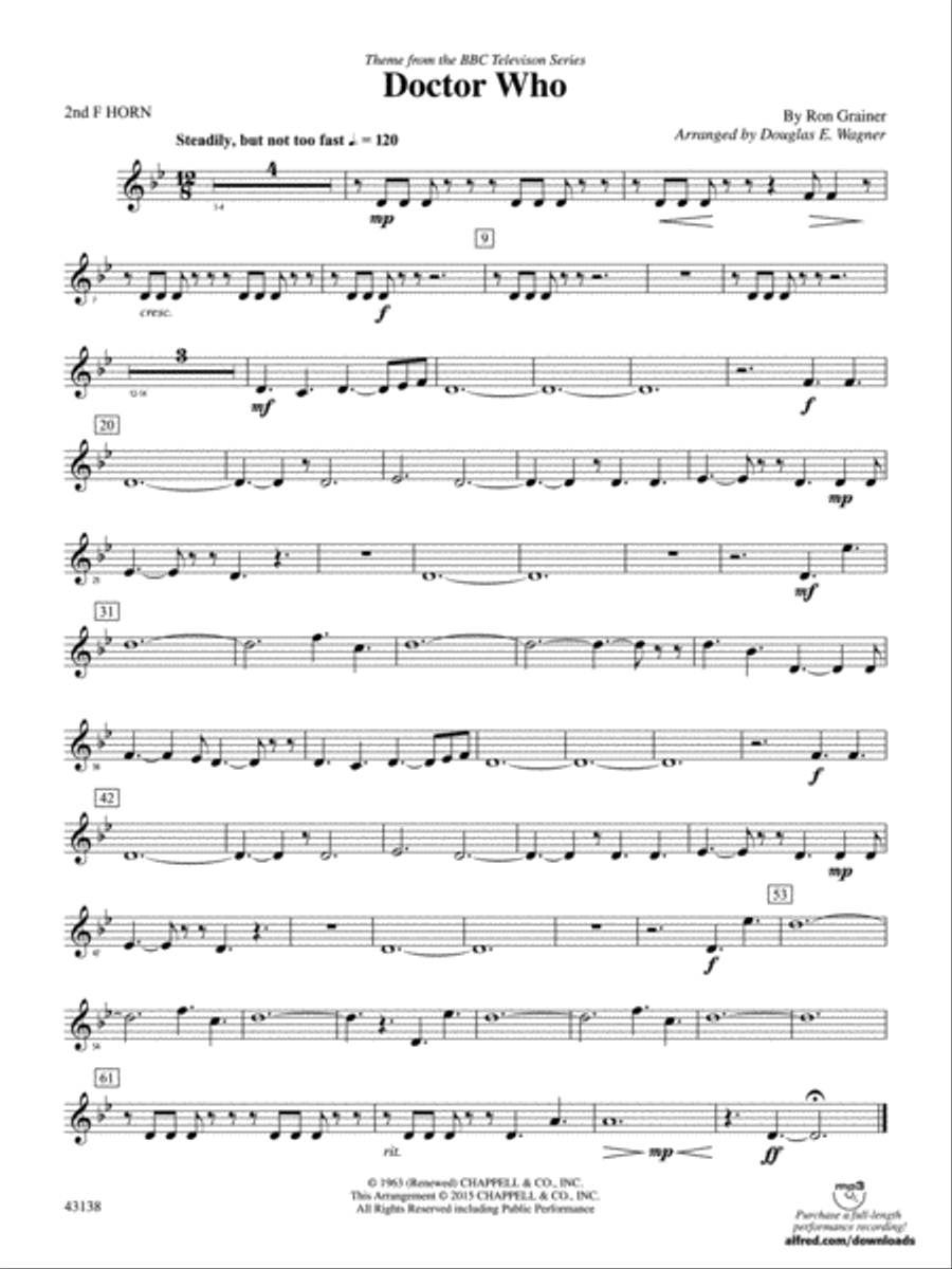 Doctor Who: 2nd F Horn Concert Band scores gallery preview page 1