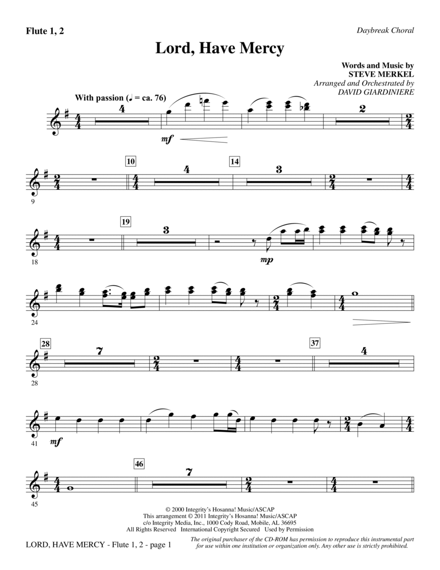 Lord Have Mercy - Flute 1 & 2 Choir scores gallery preview page 1