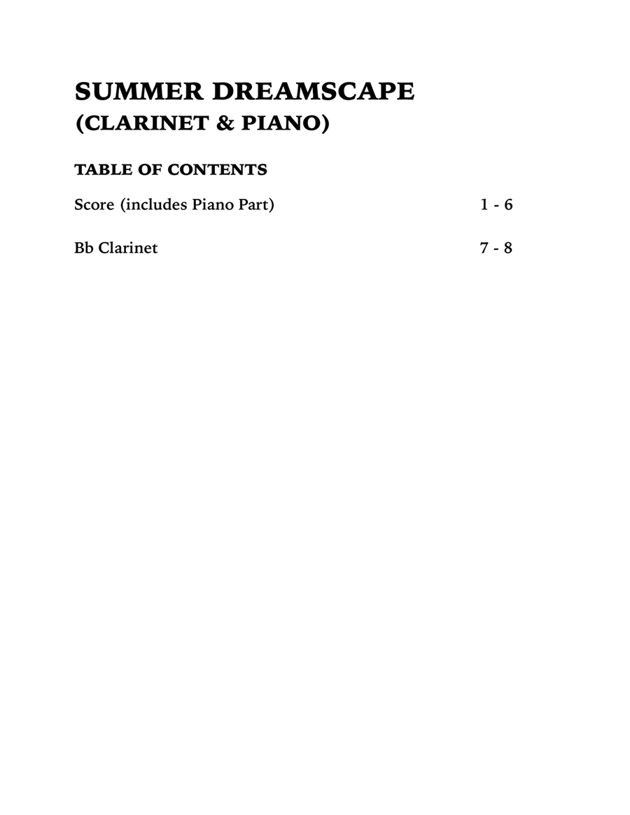 Summer Dreamscape (Clarinet and Piano) Summer Dreamscape (Clarinet and Piano) B-Flat Clarinet scores gallery preview page 4