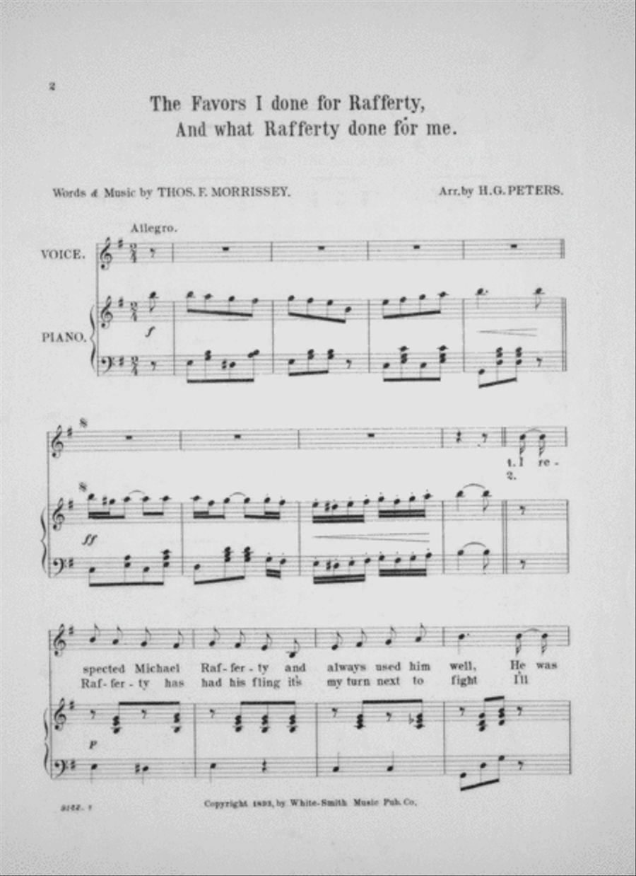 The Favors I Done For Rafferty And What Rafferty Done For Me. Irish Song Voice scores gallery preview page 2