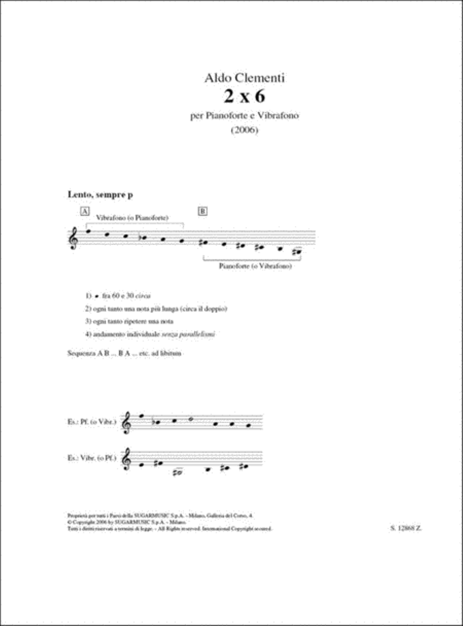 2 X 6 (2006) Per Pianoforte E Vibrafono (Al.) Piano Accompaniment scores gallery preview page 2