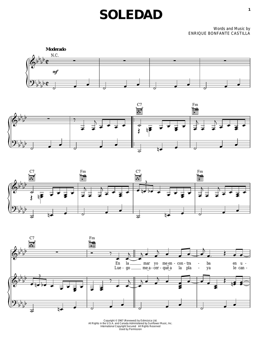 Soledad Soledad Guitar scores gallery preview page 1