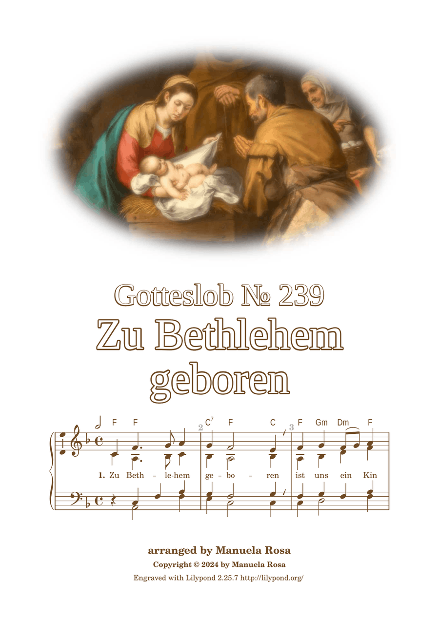 Zu Bethlehem geboren (Gotteslob 239) Piano Solo scores gallery preview page 1
