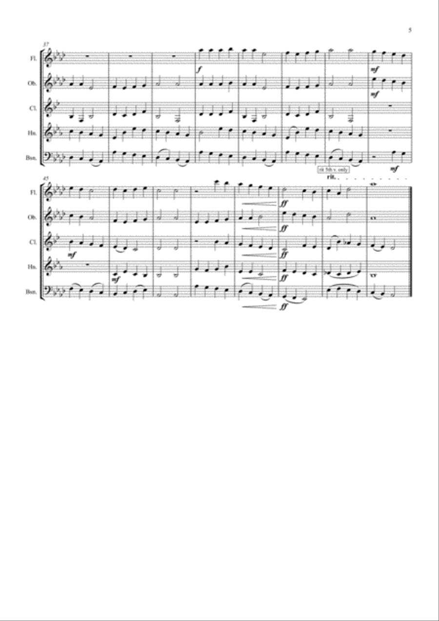 A Selection of Medieval and Unusual Carols for Wind Quintet Woodwind Quintet scores gallery preview page 5